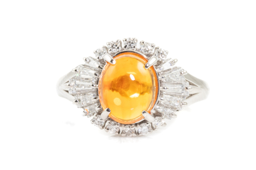 1.29 Fire Opal and Diamond Ring