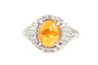 1.29 Fire Opal and Diamond Ring