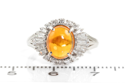 1.29 Fire Opal and Diamond Ring - 2