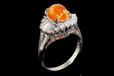 1.29 Fire Opal and Diamond Ring - 5