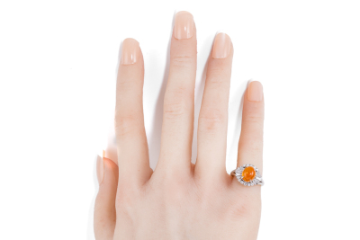 1.29 Fire Opal and Diamond Ring - 6