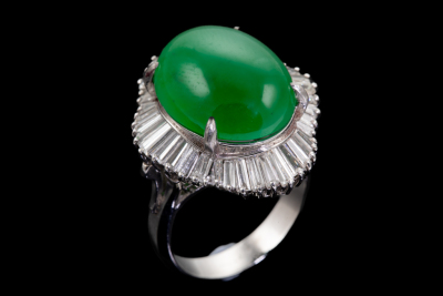 14.07ct Jade and Diamond Ring GSL - 6