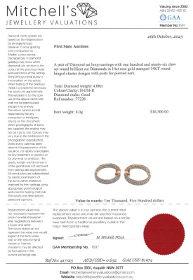 4.08ct Diamond Hoop Earrings - 4