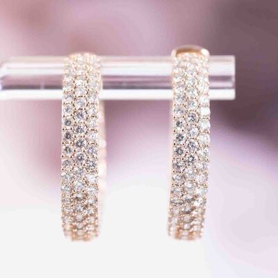 4.08ct Diamond Hoop Earrings - 6