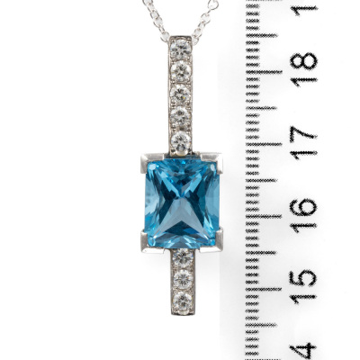 8.43ct Blue Topaz and Diamond Pendant - 3