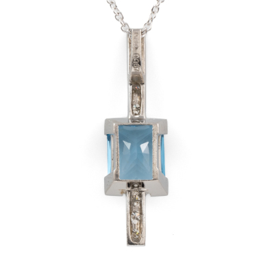 8.43ct Blue Topaz and Diamond Pendant - 4