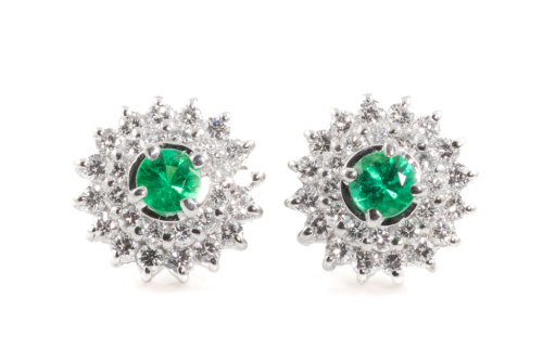 0.79ct Emerald and Diamond Earrings