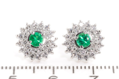0.79ct Emerald and Diamond Earrings - 2