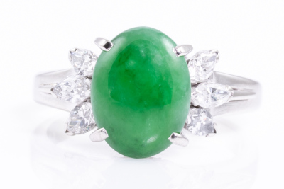 2.40ct Jade and Diamond Ring