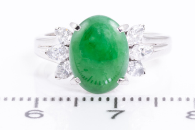 2.40ct Jade and Diamond Ring - 2