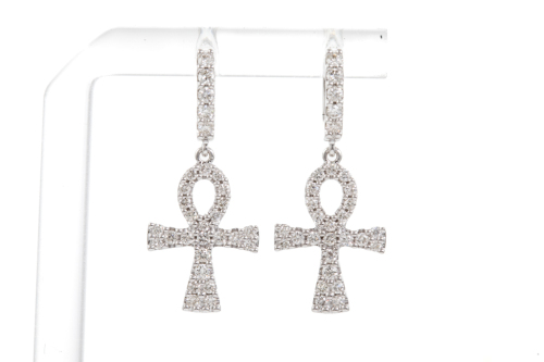 0.92ct Diamond Cross Hoop Earrings