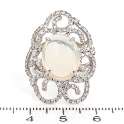 5.98ct Crystal Opal and Diamond Ring - 2