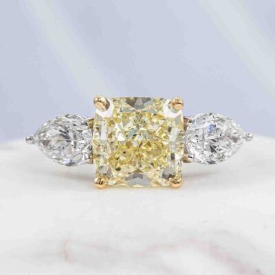 5.20ct Fancy Yellow Diamond Ring GIA SI1 - 10