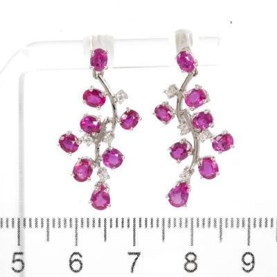 3.64ct Pink Sapphire & Diamond Earrings - 2