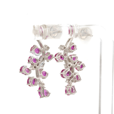 3.64ct Pink Sapphire & Diamond Earrings - 4