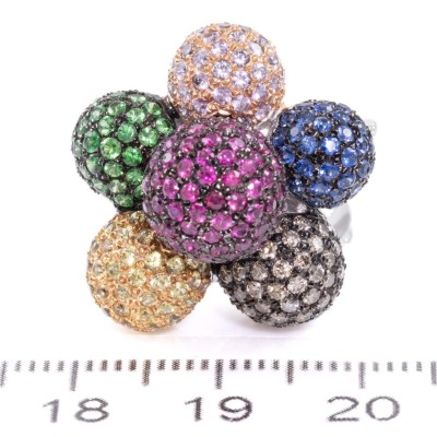 Mixed Gemstone Flower Ring - 2