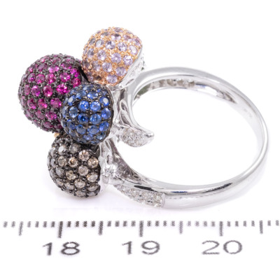 Mixed Gemstone Flower Ring - 3