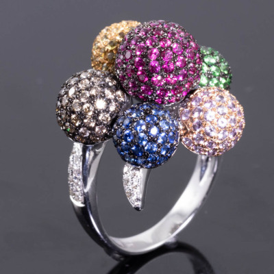 Mixed Gemstone Flower Ring - 6