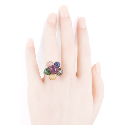 Mixed Gemstone Flower Ring - 7