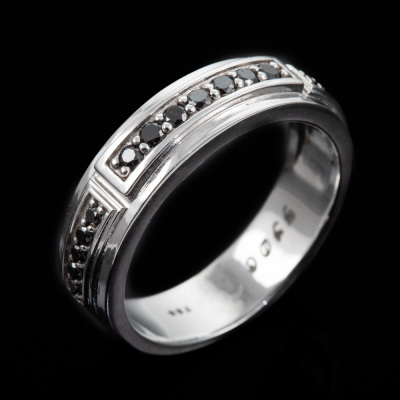 0.36ct Black Diamond Mens Ring - 7