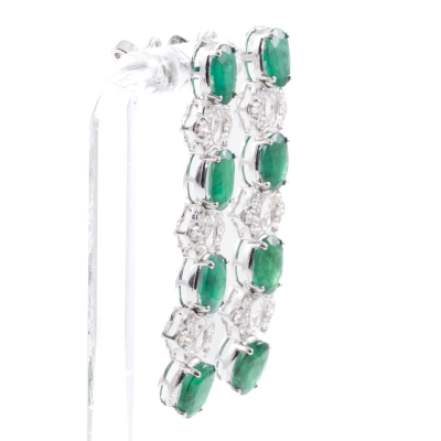8.62ct Emerald and Diamond Earrings - 2