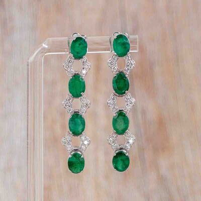 8.62ct Emerald and Diamond Earrings - 6