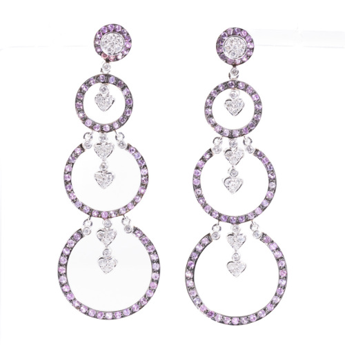 Pink Sapphire and Diamond Earrings