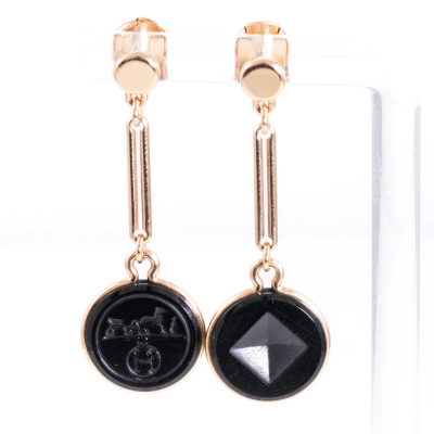 Hermes Ex-Libris Black Jade Earrings