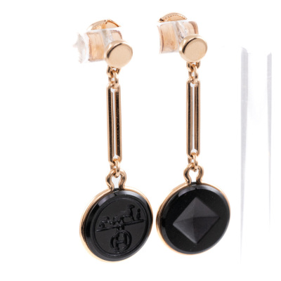 Hermes Ex-Libris Black Jade Earrings - 5