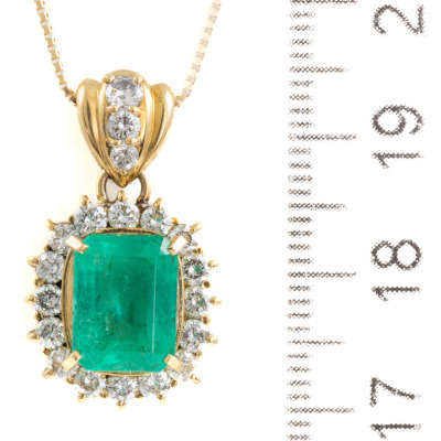 2.60ct Emerald and Diamond Pendant - 2