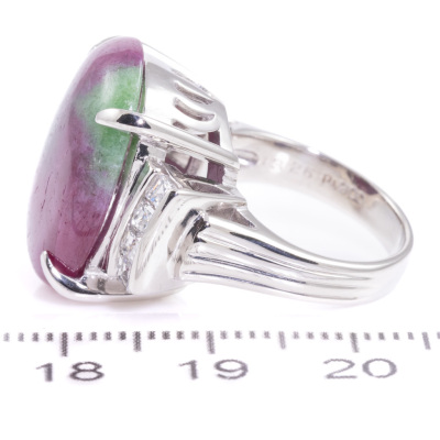 13.26ct Ruby Zoisite and Diamond Ring - 3