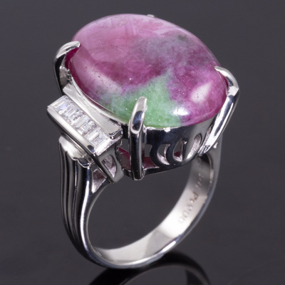 13.26ct Ruby Zoisite and Diamond Ring - 5