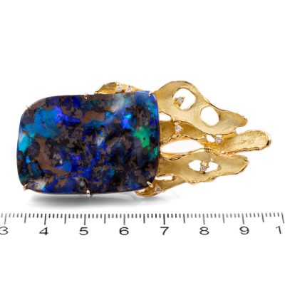 Boulder Opal Brooch with Diamonds - 3