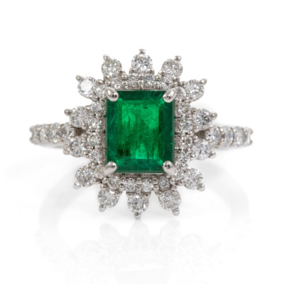 1.13ct Emerald and Diamond Ring