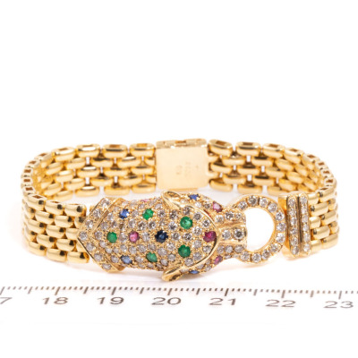 Mixed Gemstones & Diamond Bracelet 44.3g - 2