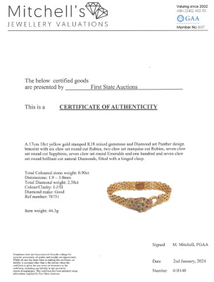 Mixed Gemstones & Diamond Bracelet 44.3g - 4
