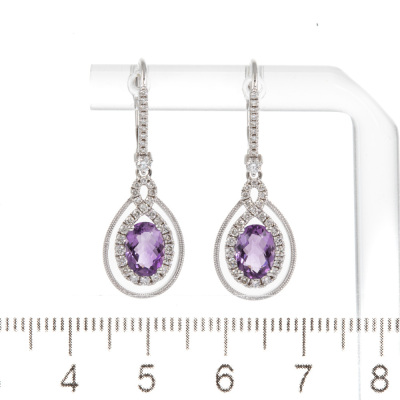 1.53ct Amethyst and Diamond Earrings - 2