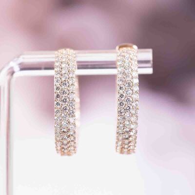 4.08ct Diamond Hoop Earrings - 7