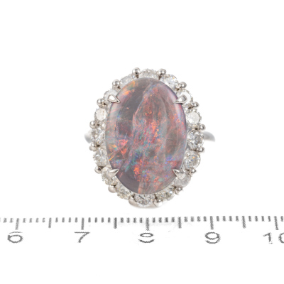 7.42ct Black Opal and Diamond Ring - 2