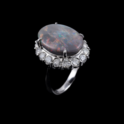 7.42ct Black Opal and Diamond Ring - 6