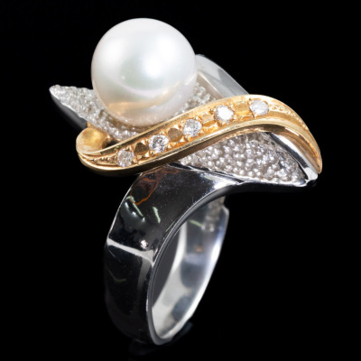 9.3mm South Sea Pearl and Diamond Ring - 5