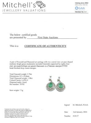 2.70ct Emerald and Diamond Earrings - 4