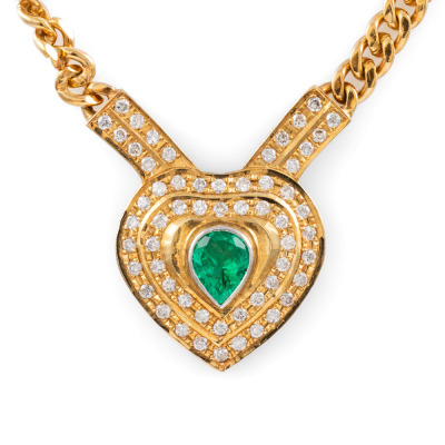 0.61ct Emerald and Diamond Necklace