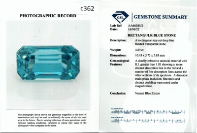 4.69ct Blue Zircon and Diamond Ring - 4