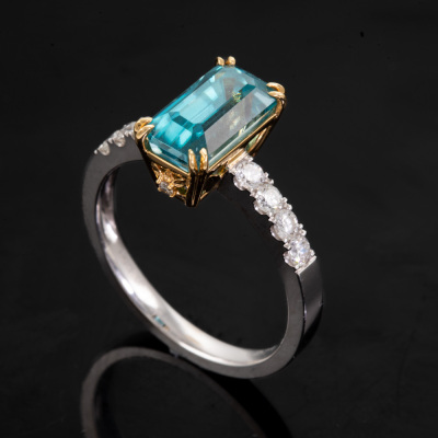 4.69ct Blue Zircon and Diamond Ring - 6