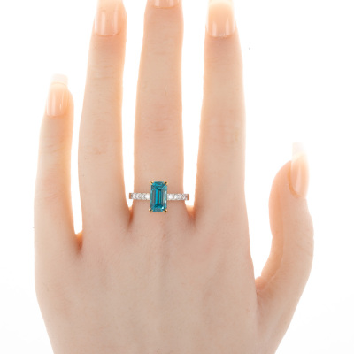4.69ct Blue Zircon and Diamond Ring - 7