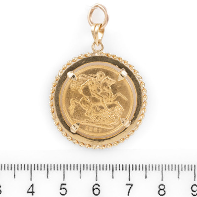 9ct & 22ct Gold Coin Pendant 11.7g - 2