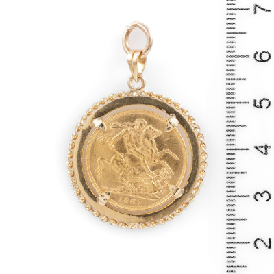 9ct & 22ct Gold Coin Pendant 11.7g - 3