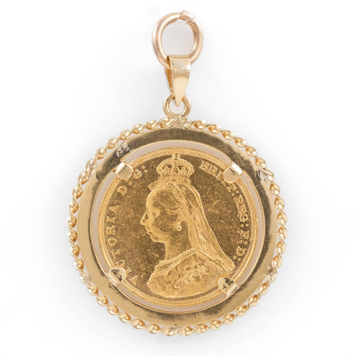 9ct & 22ct Gold Coin Pendant 11.7g - 5