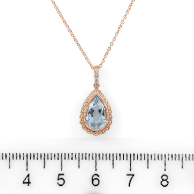 1.30ct Aquamarine and Diamond Pendant - 2